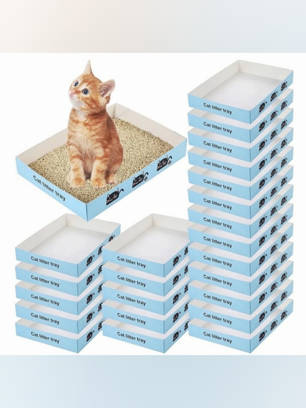 Brand New 25 Pcs Disposable Cat Litter Trays Blue & White NWT